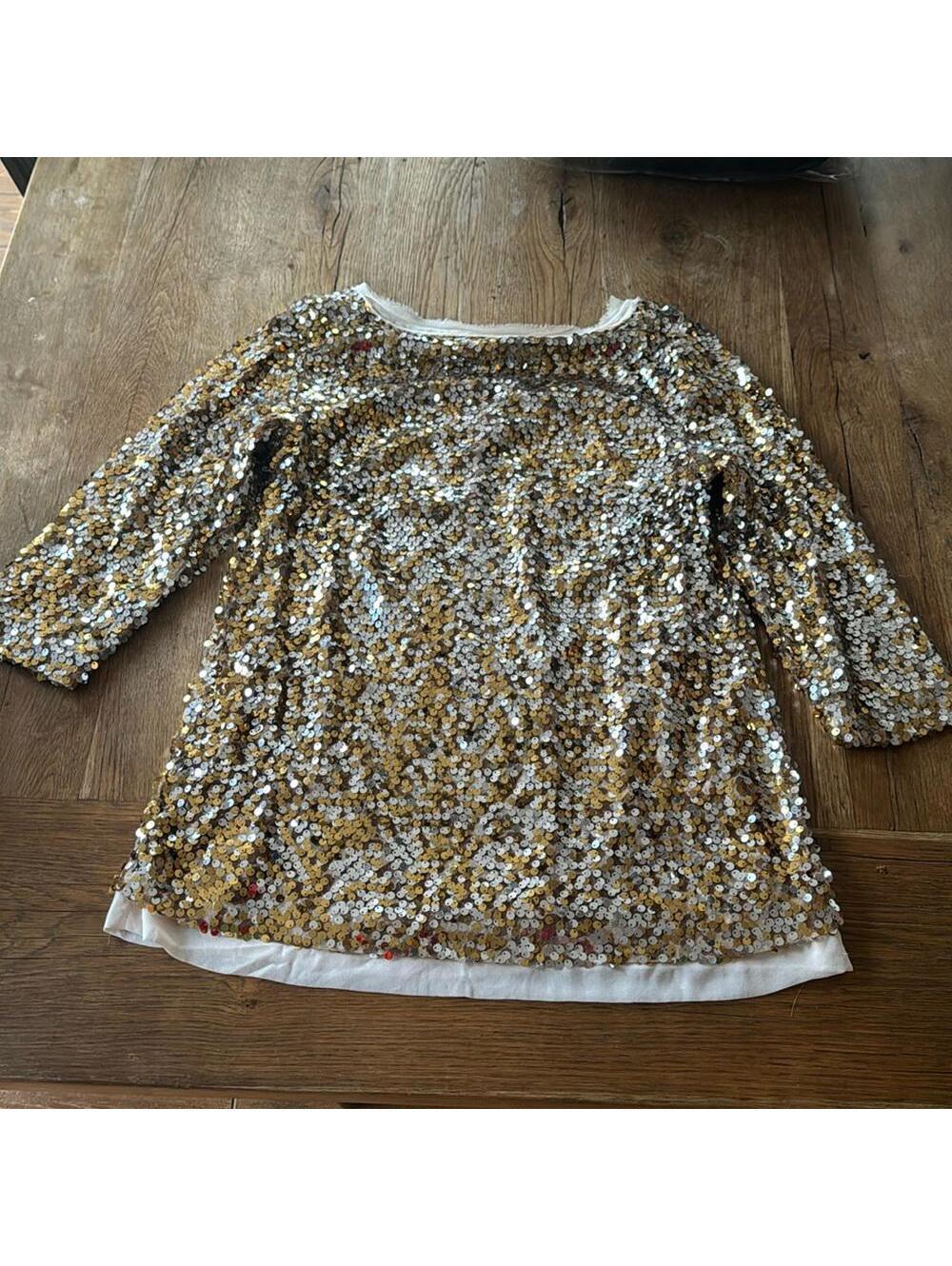 Kris Jenner Kollection Gold Sequin Blouse Tunic Size XS